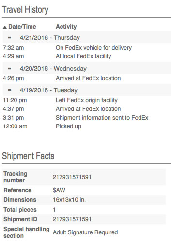 Club W Fedex Tracking Number