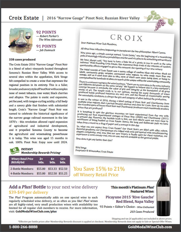 Gold Medal Wine Club Tasting Notes