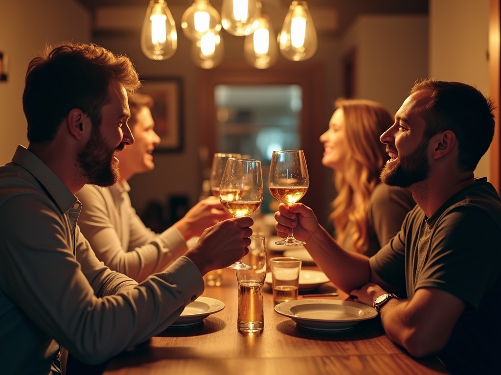 drinking wine with friends